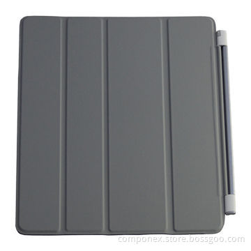 Magnetic leather wake/sleep front cover with four folds for iPad 2/3/4/air